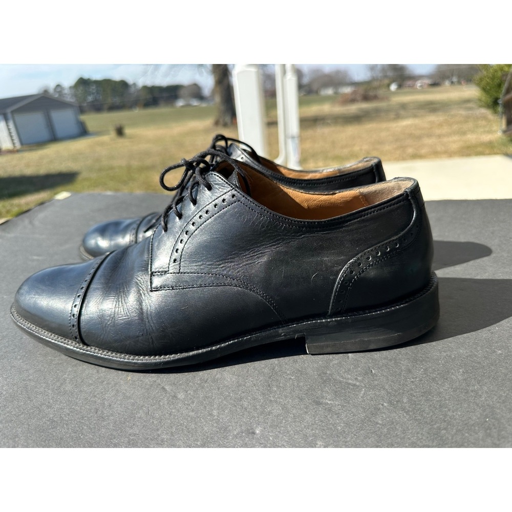 Johnston & Murphy Signature Series Mens Black Leather Cap Toe Oxford Shoes 10.5